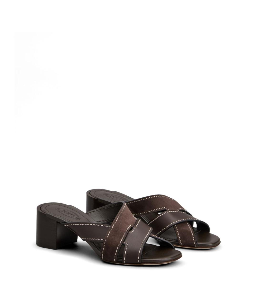 TOD'S Коричневые кожаные мюли, фото 4