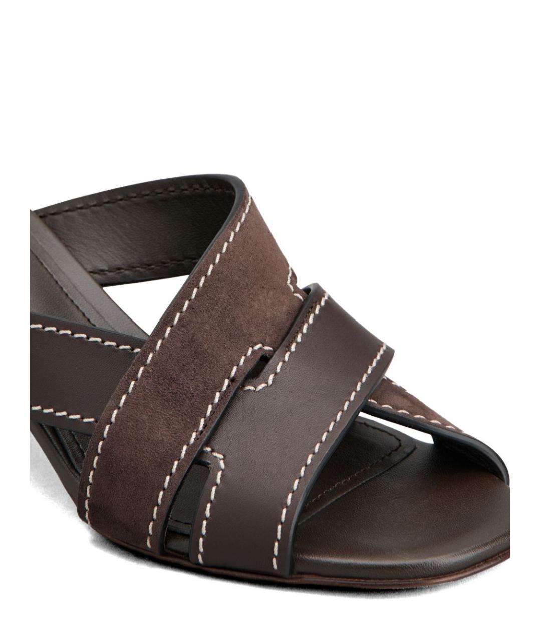 TOD'S Коричневые кожаные мюли, фото 2