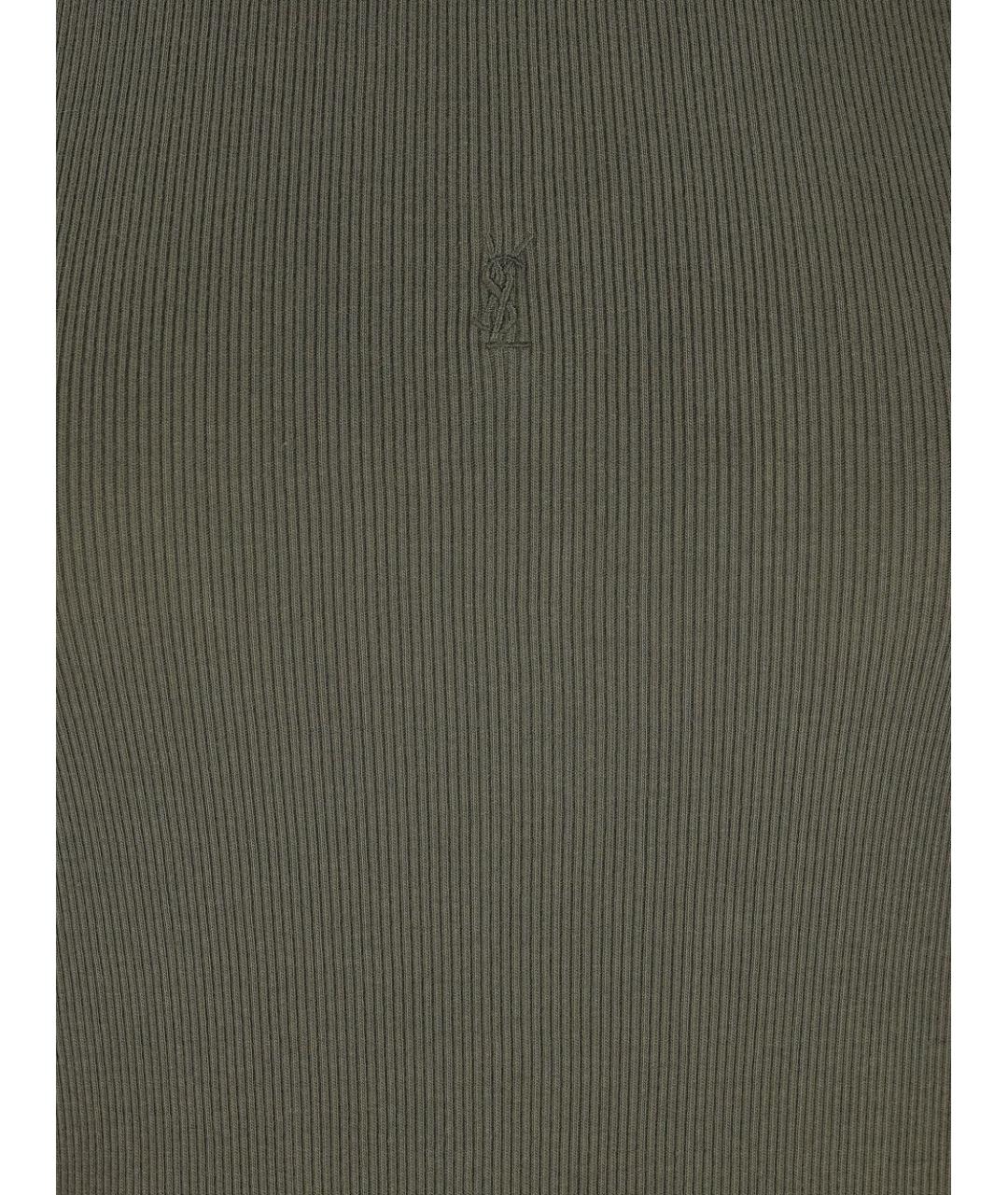 SAINT LAURENT Хаки хлопковая майка, фото 3