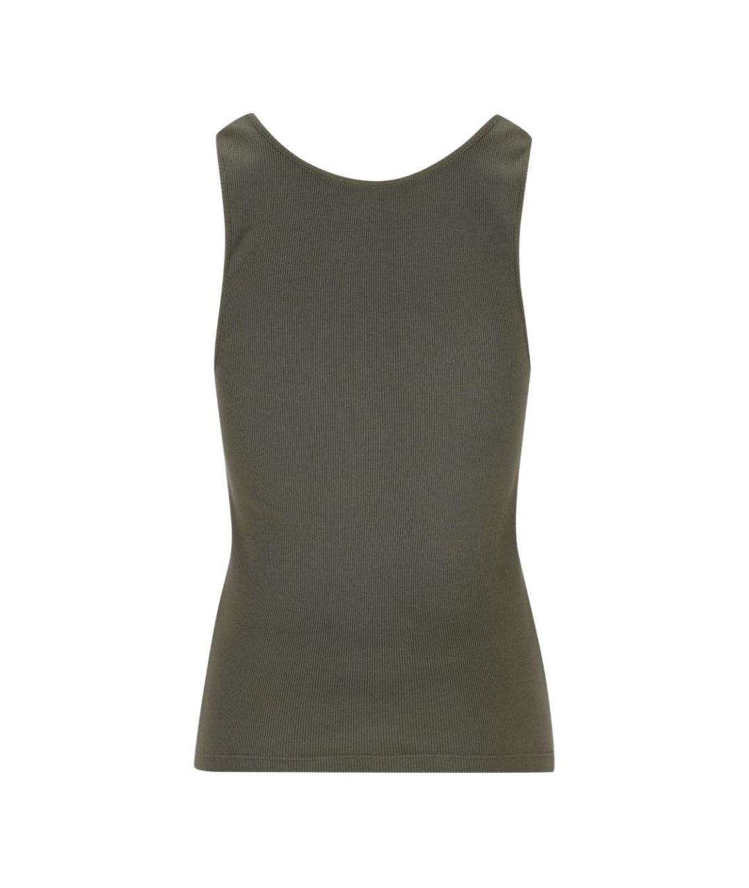 SAINT LAURENT Хаки хлопковая майка, фото 2