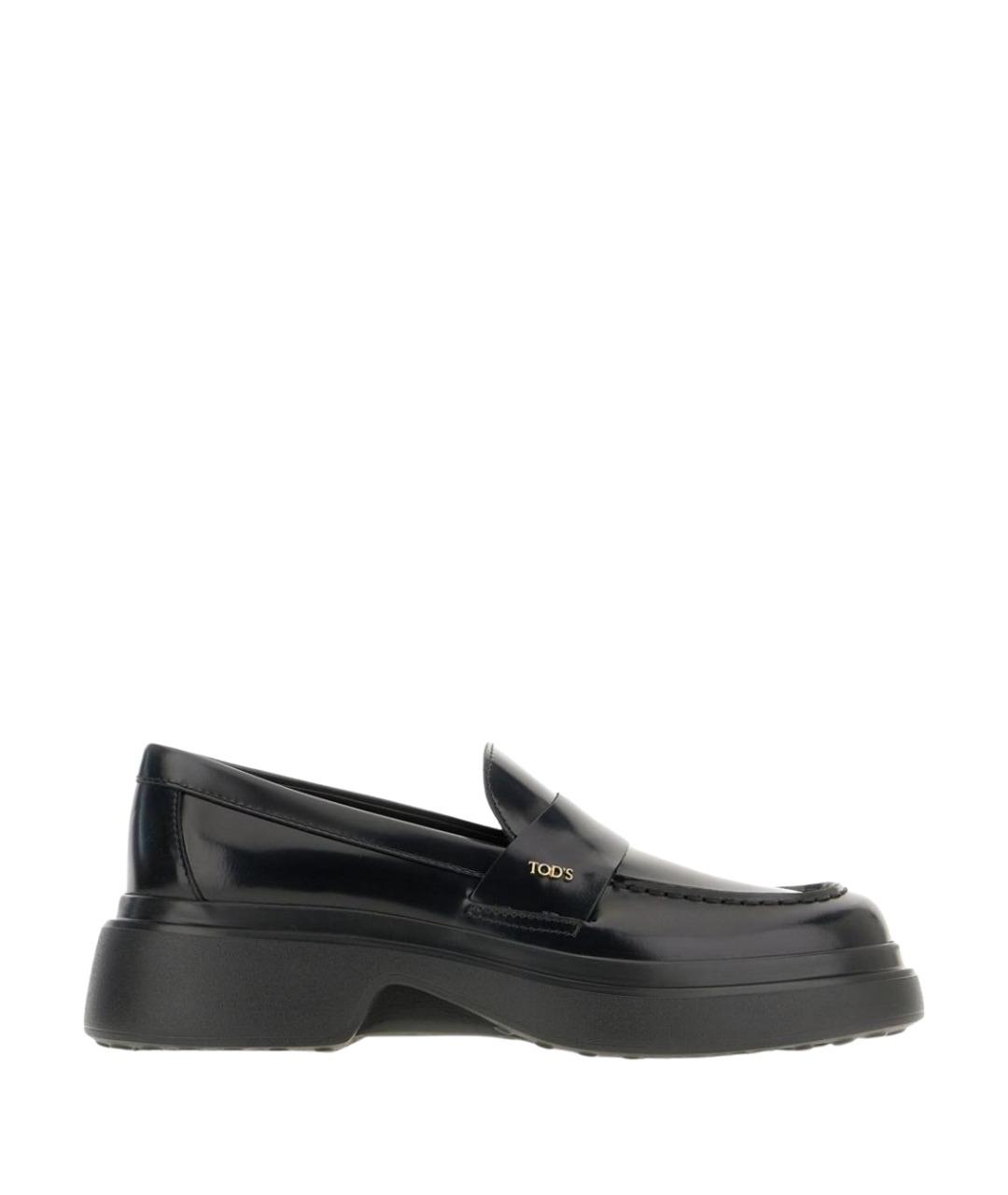 TOD'S Черные кожаные лоферы, фото 1