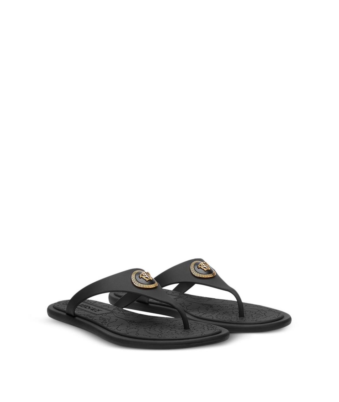 VERSACE Черные резиновые шлепанцы, фото 2