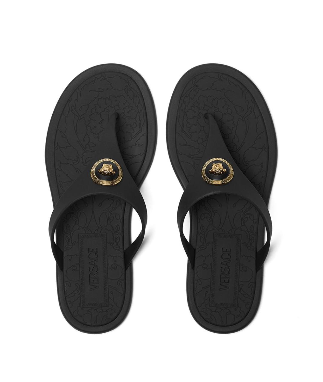 VERSACE Черные резиновые шлепанцы, фото 3