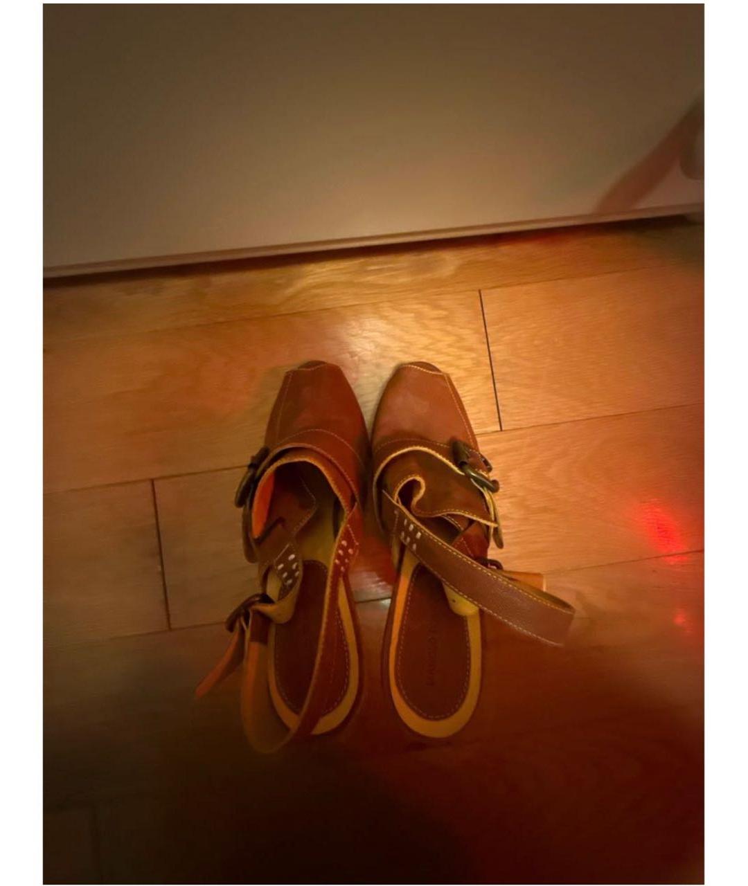 MANOLO BLAHNIK Коричневые кожаные босоножки, фото 3