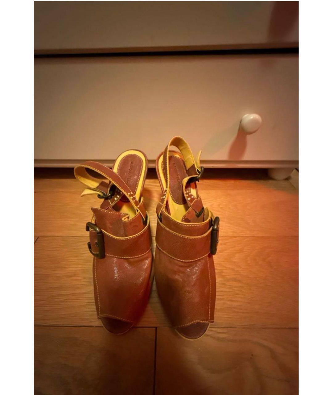 MANOLO BLAHNIK Коричневые кожаные босоножки, фото 2
