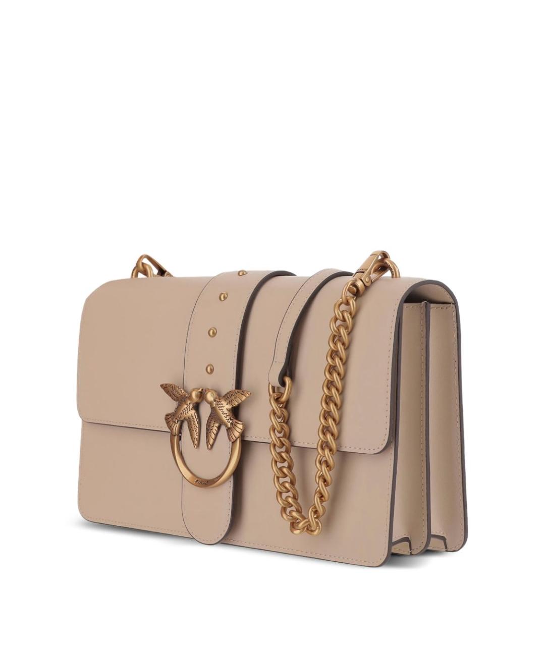 PINKO Бежевая кожаная сумка через плечо, фото 2
