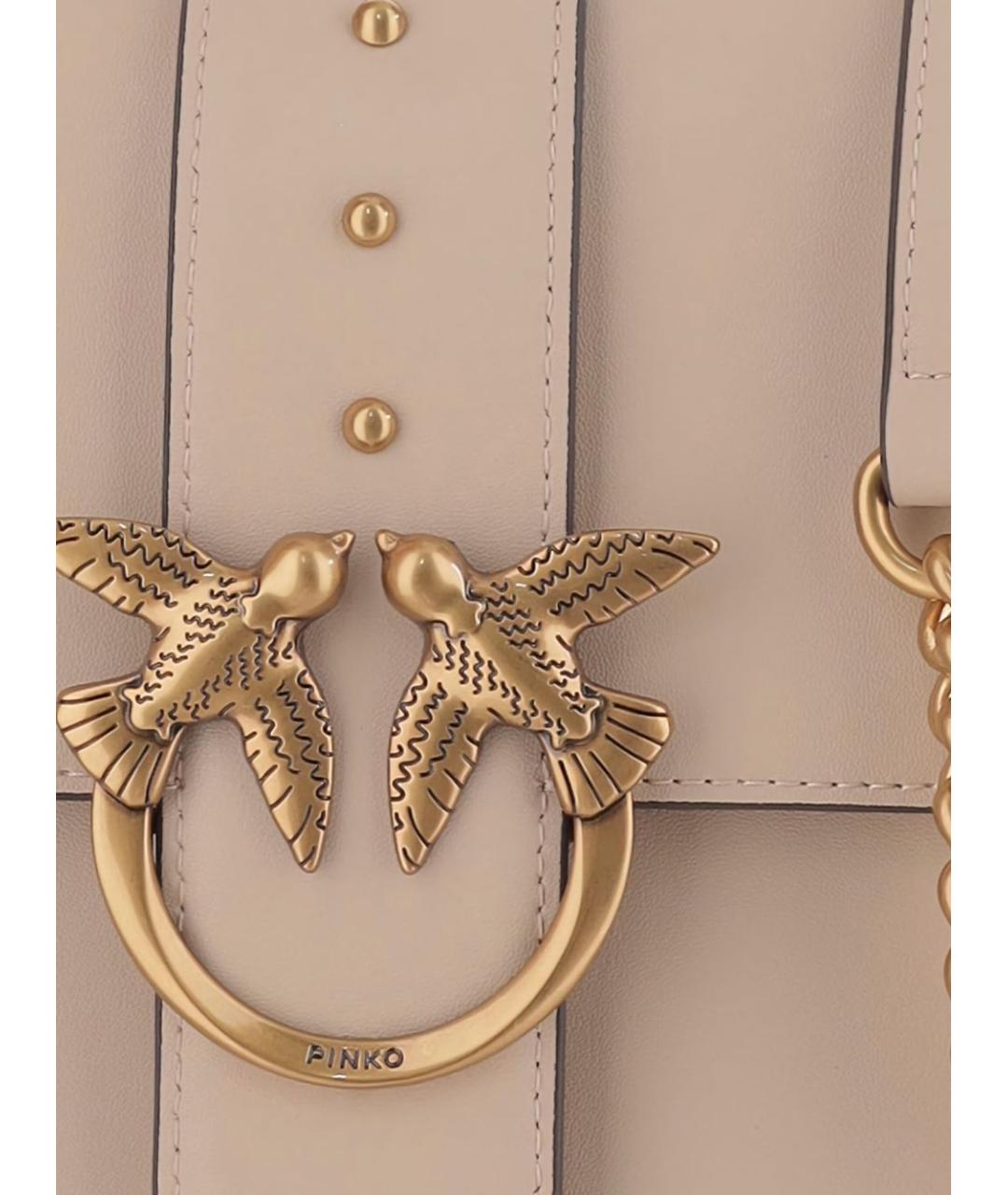 PINKO Бежевая кожаная сумка через плечо, фото 3