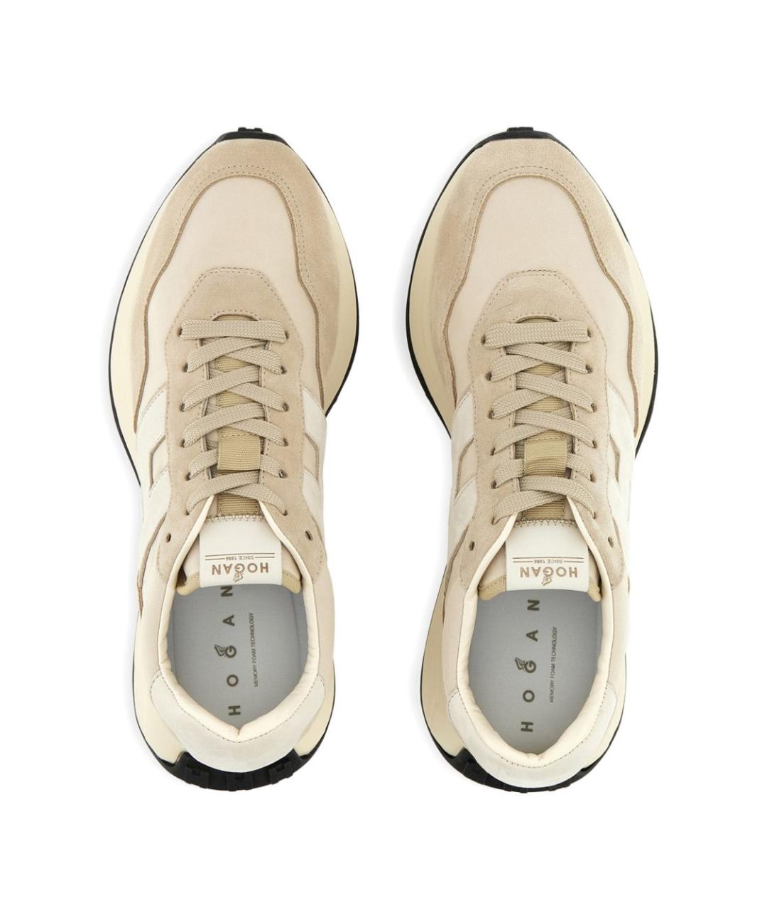 HOGAN Бежевые замшевые низкие кроссовки / кеды, фото 4