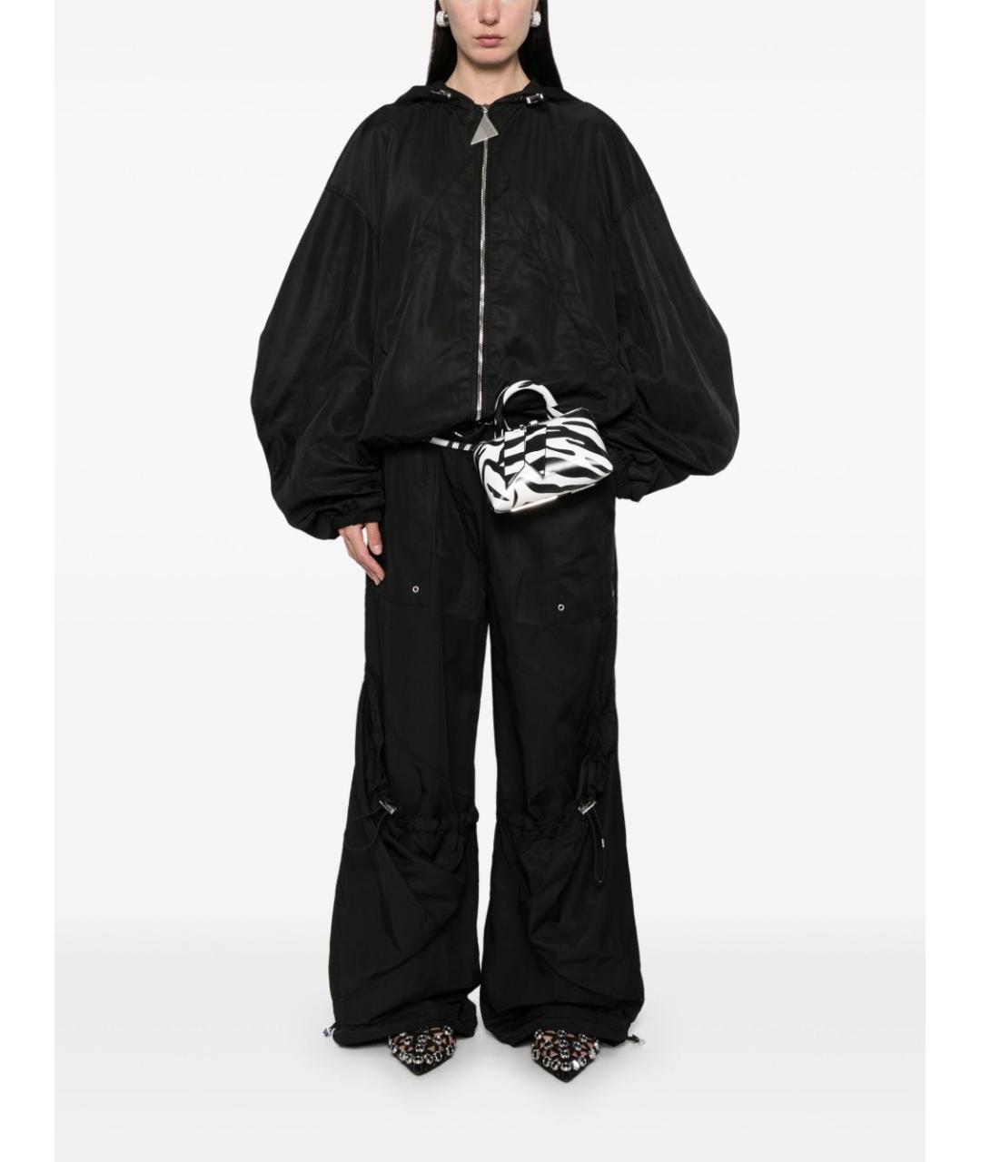 THE ATTICO Черные полиэстеровые брюки широкие, фото 4