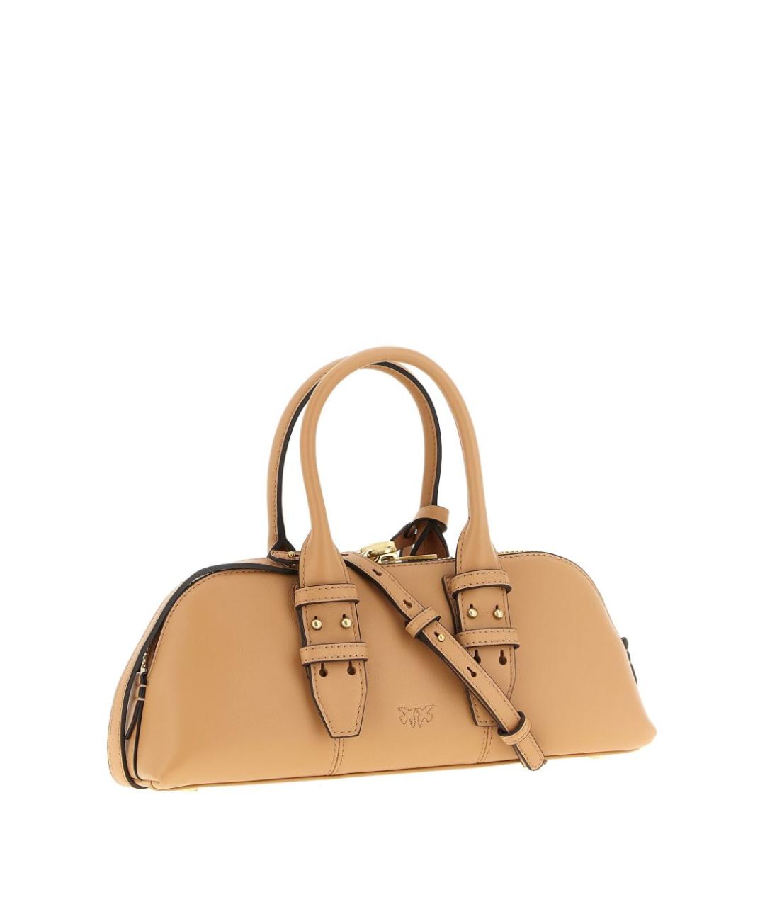 PINKO Коричневая кожаная сумка с короткими ручками, фото 2