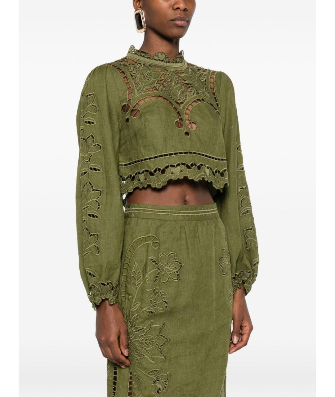 FARM RIO Зеленая хлопковая рубашка, фото 4