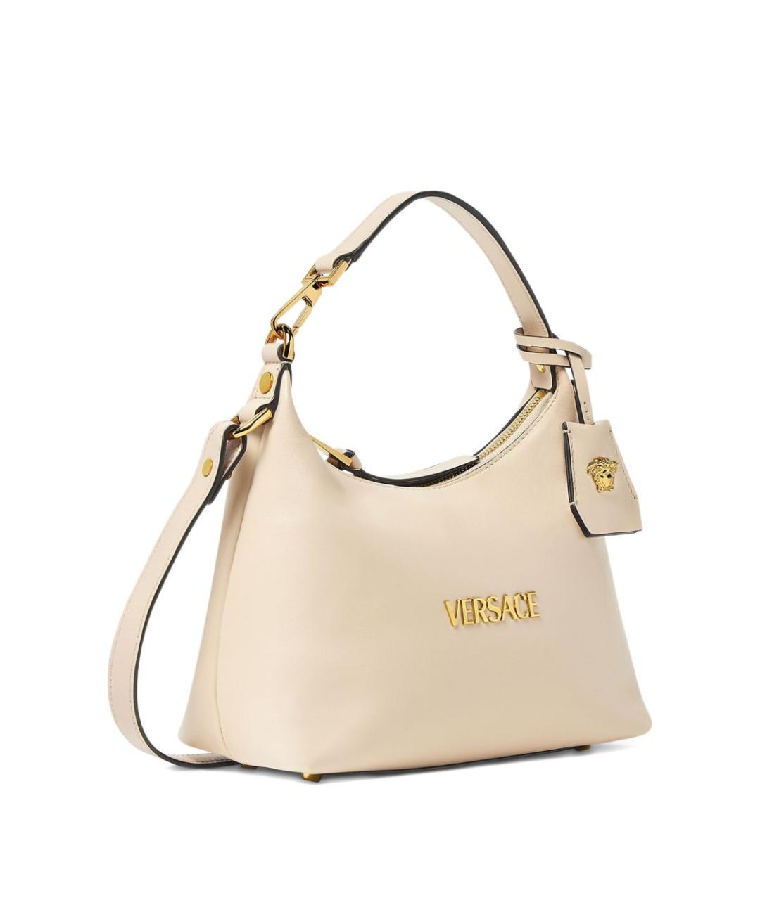 VERSACE Белая кожаная сумка с короткими ручками, фото 4