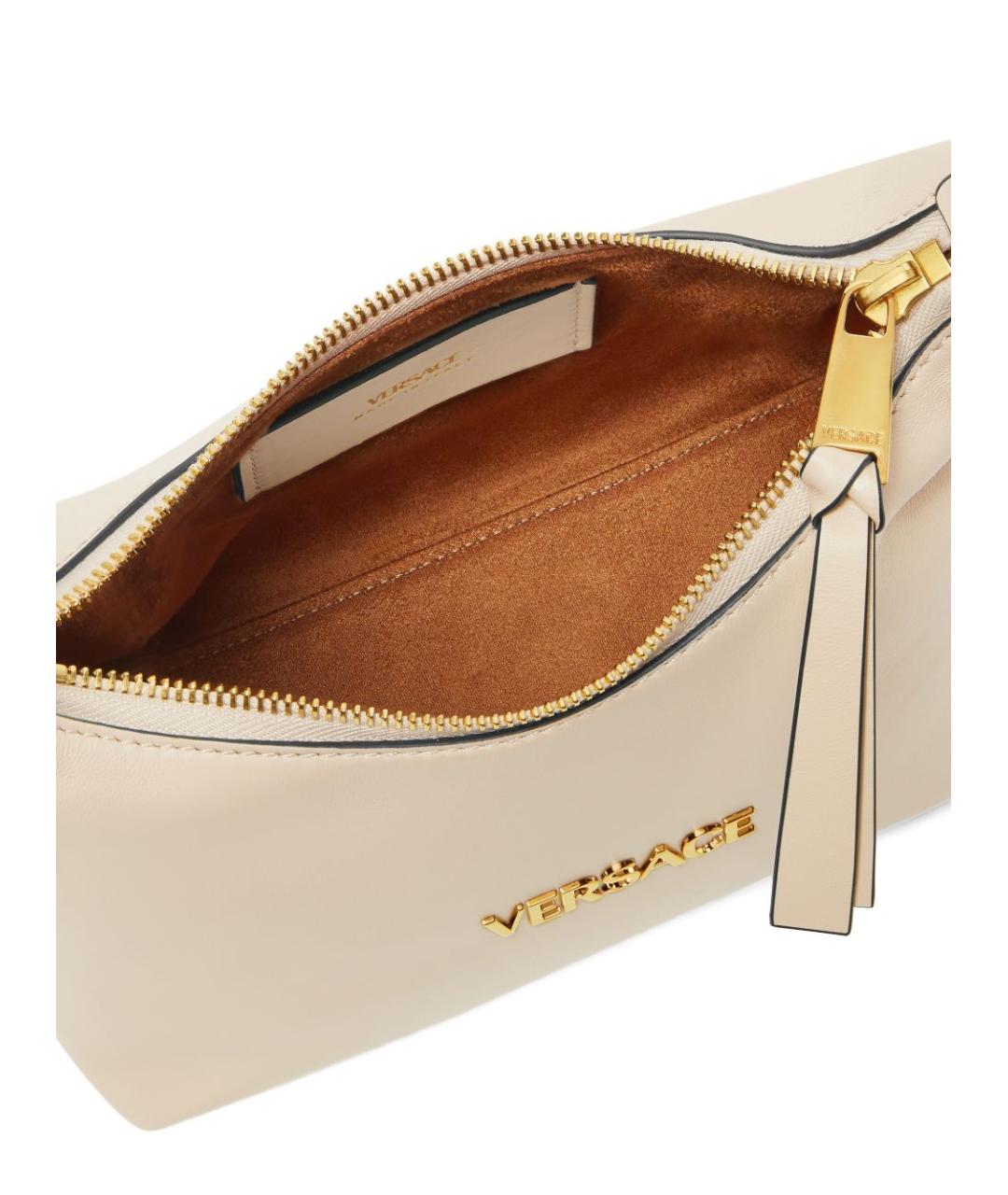 VERSACE Белая кожаная сумка с короткими ручками, фото 2