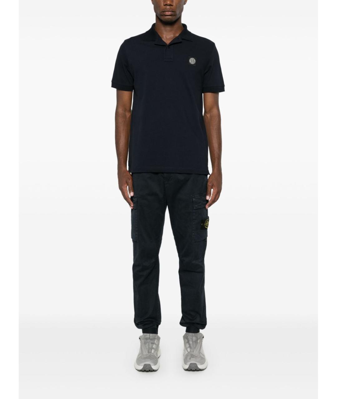 STONE ISLAND Темно-синее хлопковое поло с коротким рукавом, фото 6