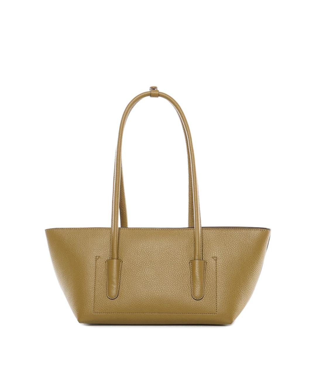 COCCINELLE Горчичная кожаная сумка тоут, фото 2