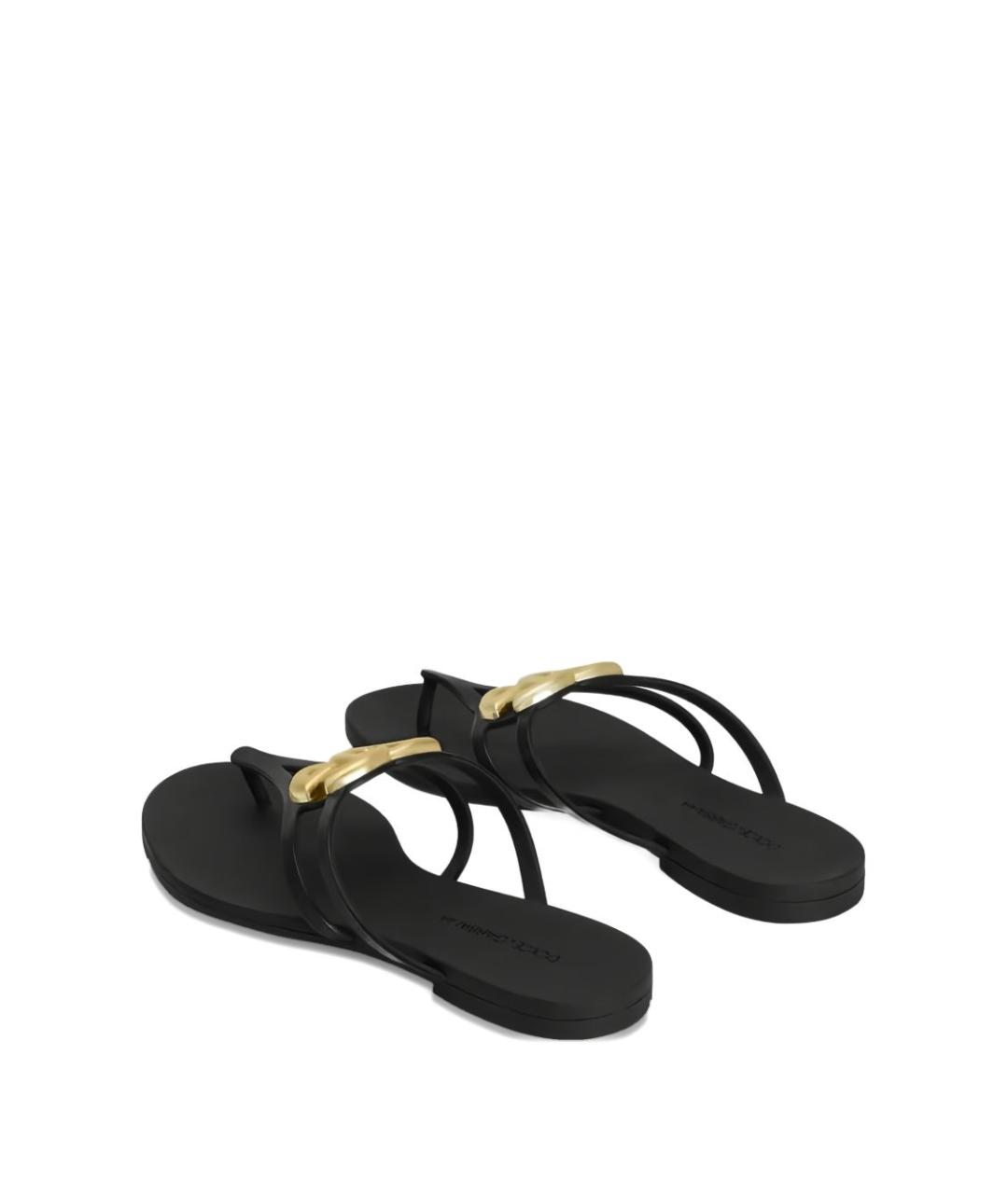 DOLCE&GABBANA Черные кожаные шлепанцы, фото 4