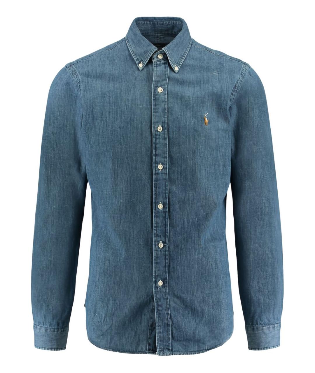RALPH LAUREN Синяя хлопковая кэжуал рубашка, фото 1