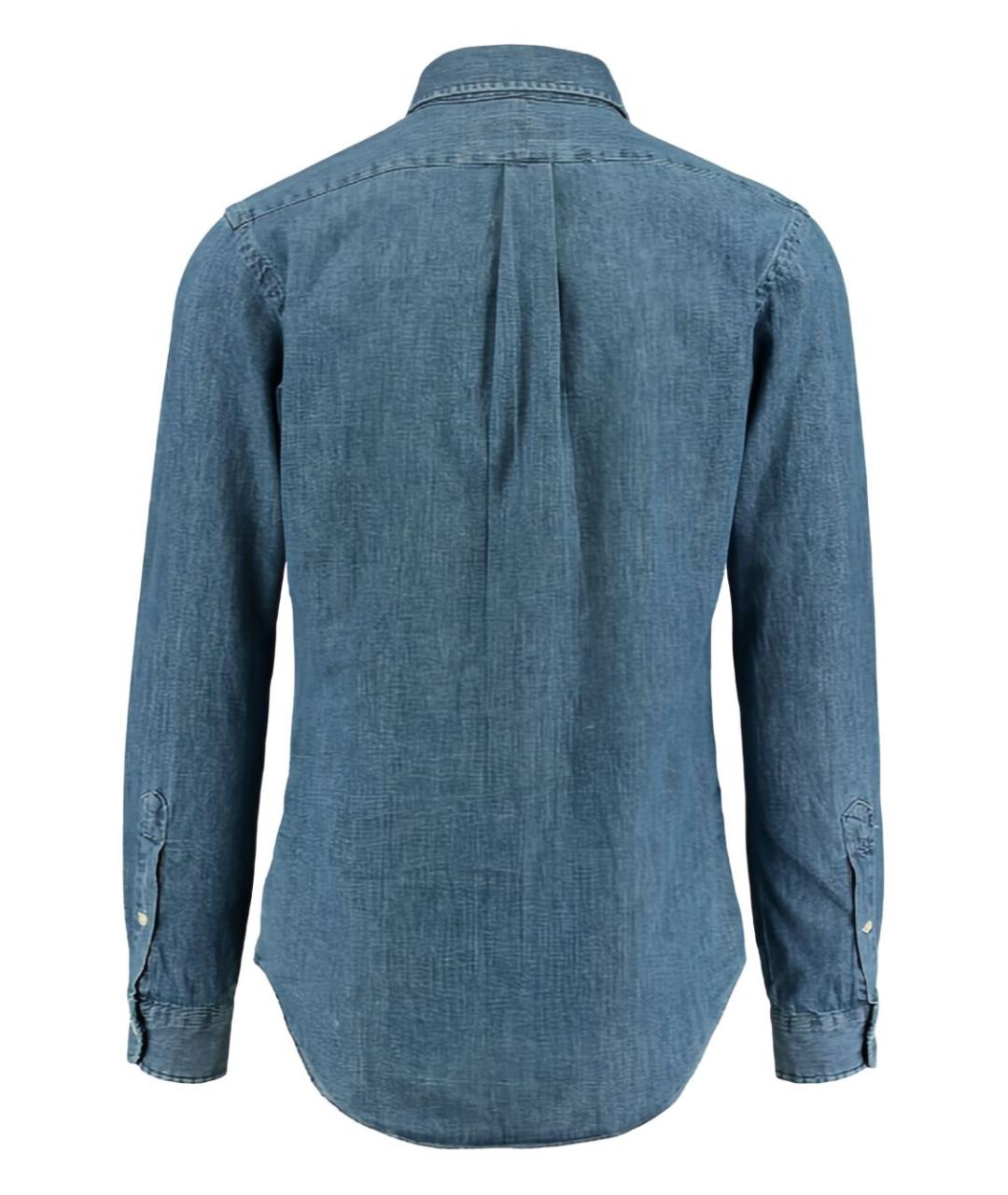 RALPH LAUREN Синяя хлопковая кэжуал рубашка, фото 2