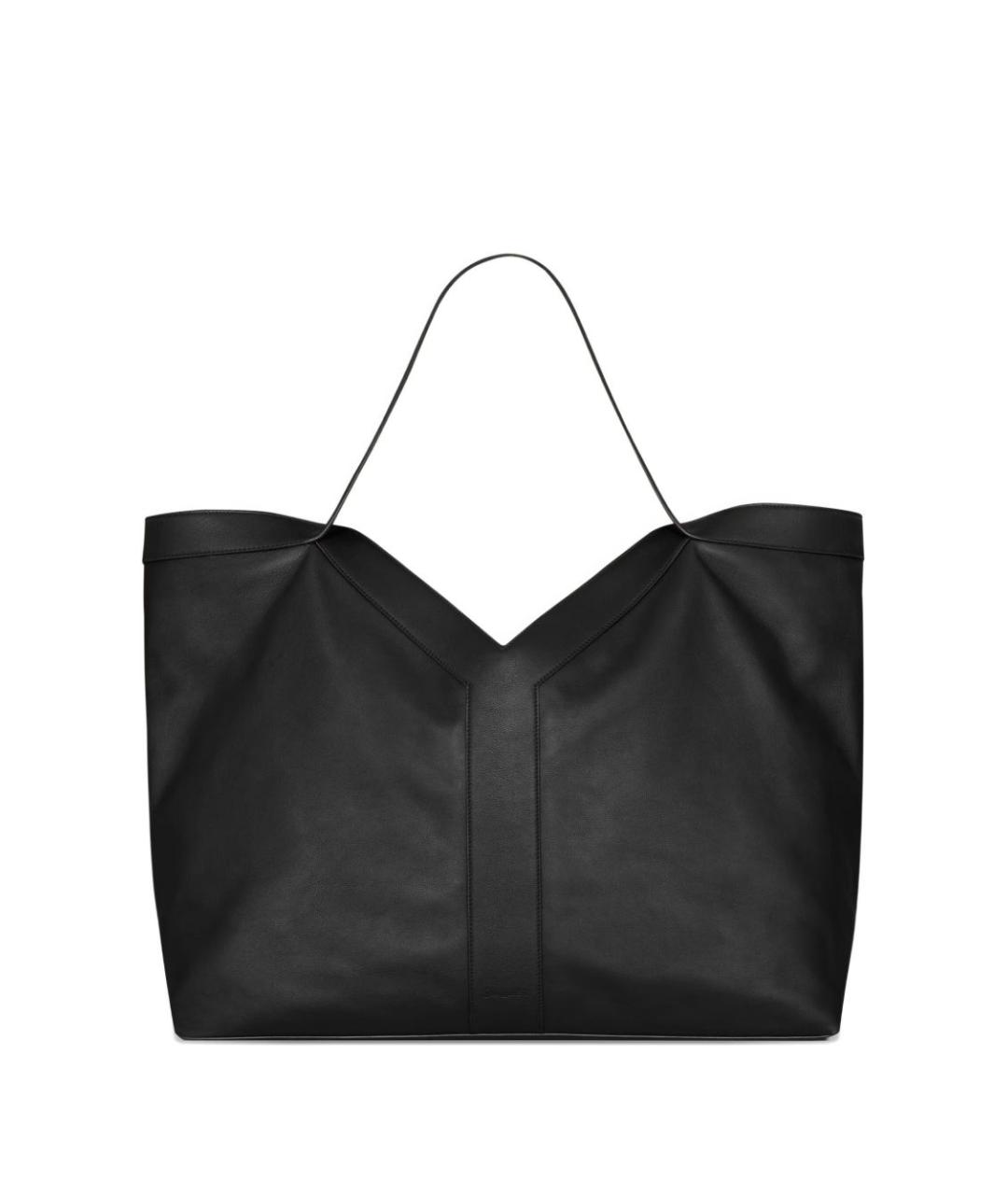 SAINT LAURENT Черная кожаная сумка тоут, фото 1