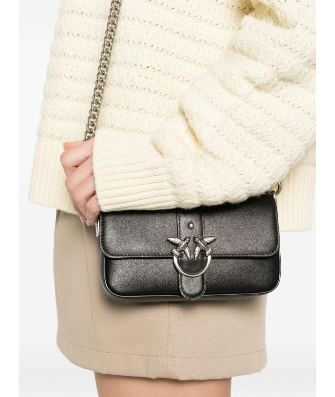 PINKO Черная кожаная сумка через плечо, фото 3