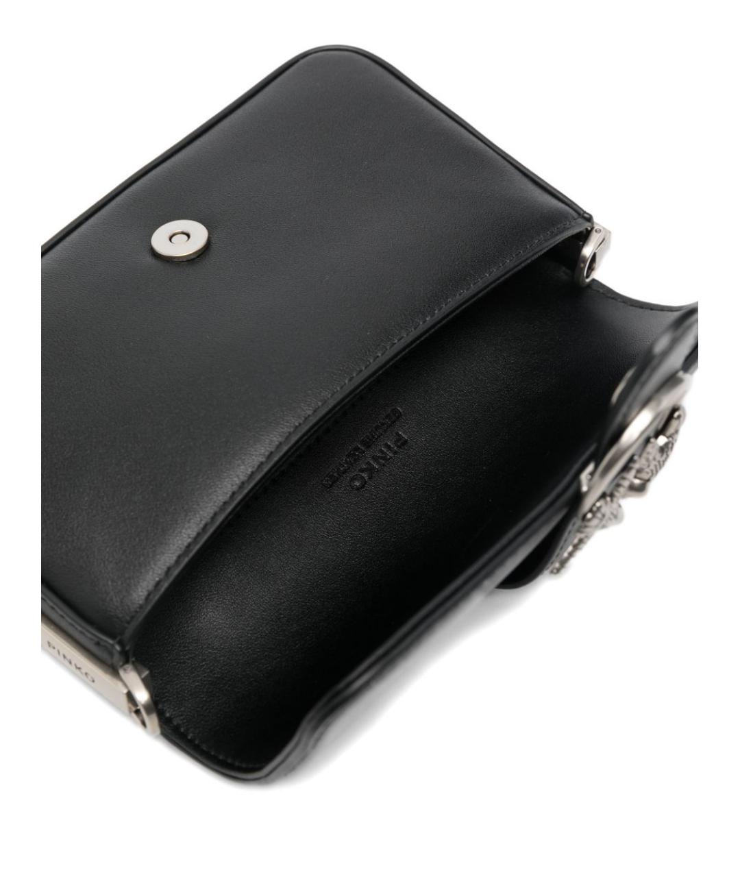 PINKO Черная кожаная сумка через плечо, фото 4