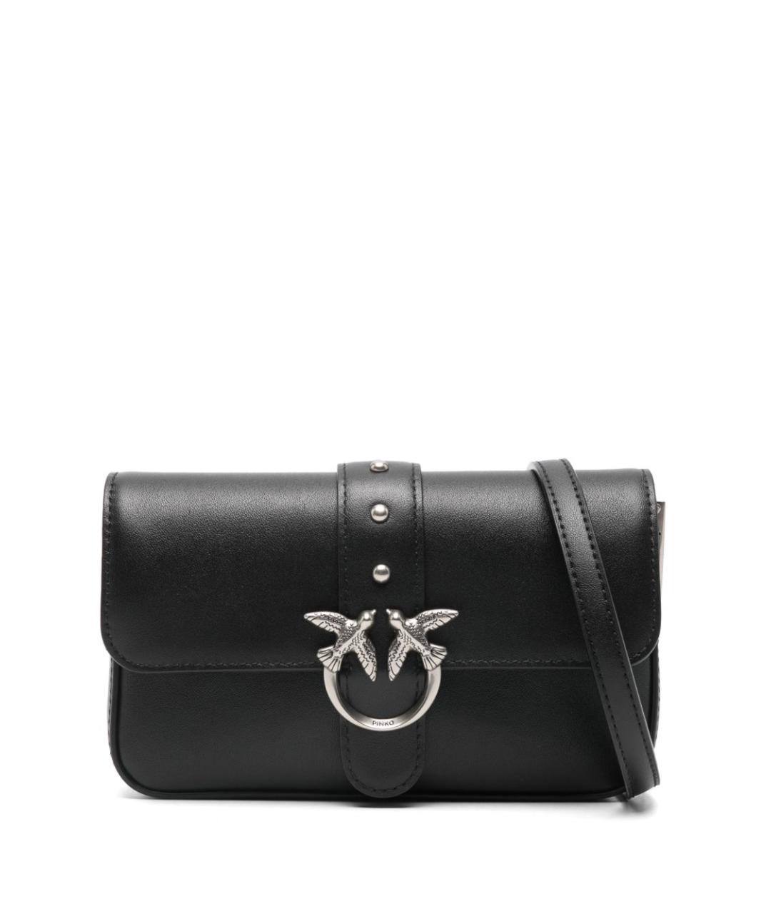 PINKO Черная кожаная сумка через плечо, фото 1