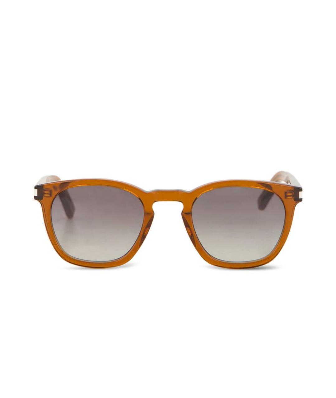 SAINT LAURENT Коричневые пластиковые солнцезащитные очки, фото 2