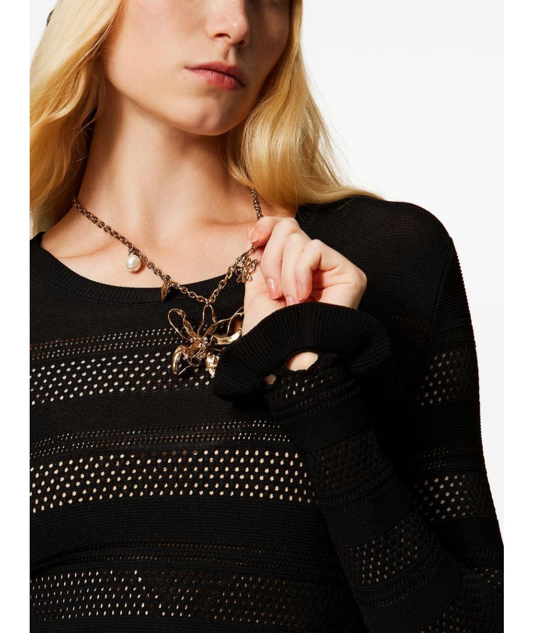 TWIN-SET Черное вискозное повседневное платье, фото 4