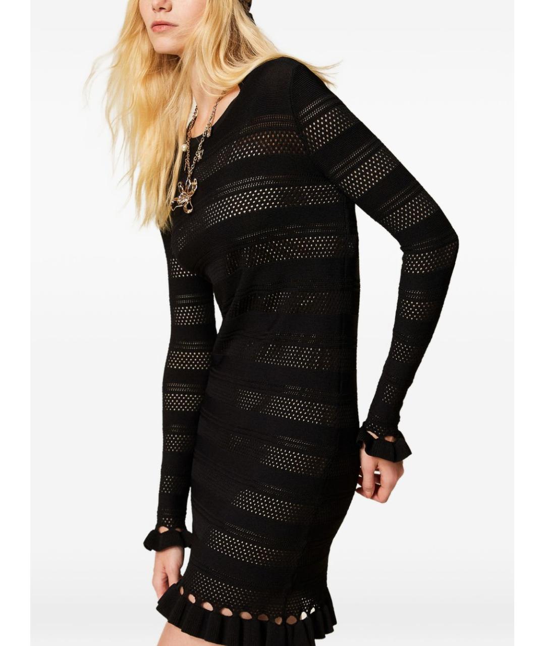 TWIN-SET Черное вискозное повседневное платье, фото 2