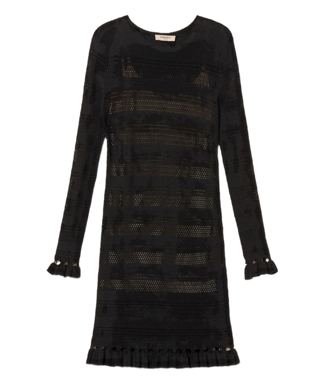 TWIN-SET Черное вискозное повседневное платье, фото 1