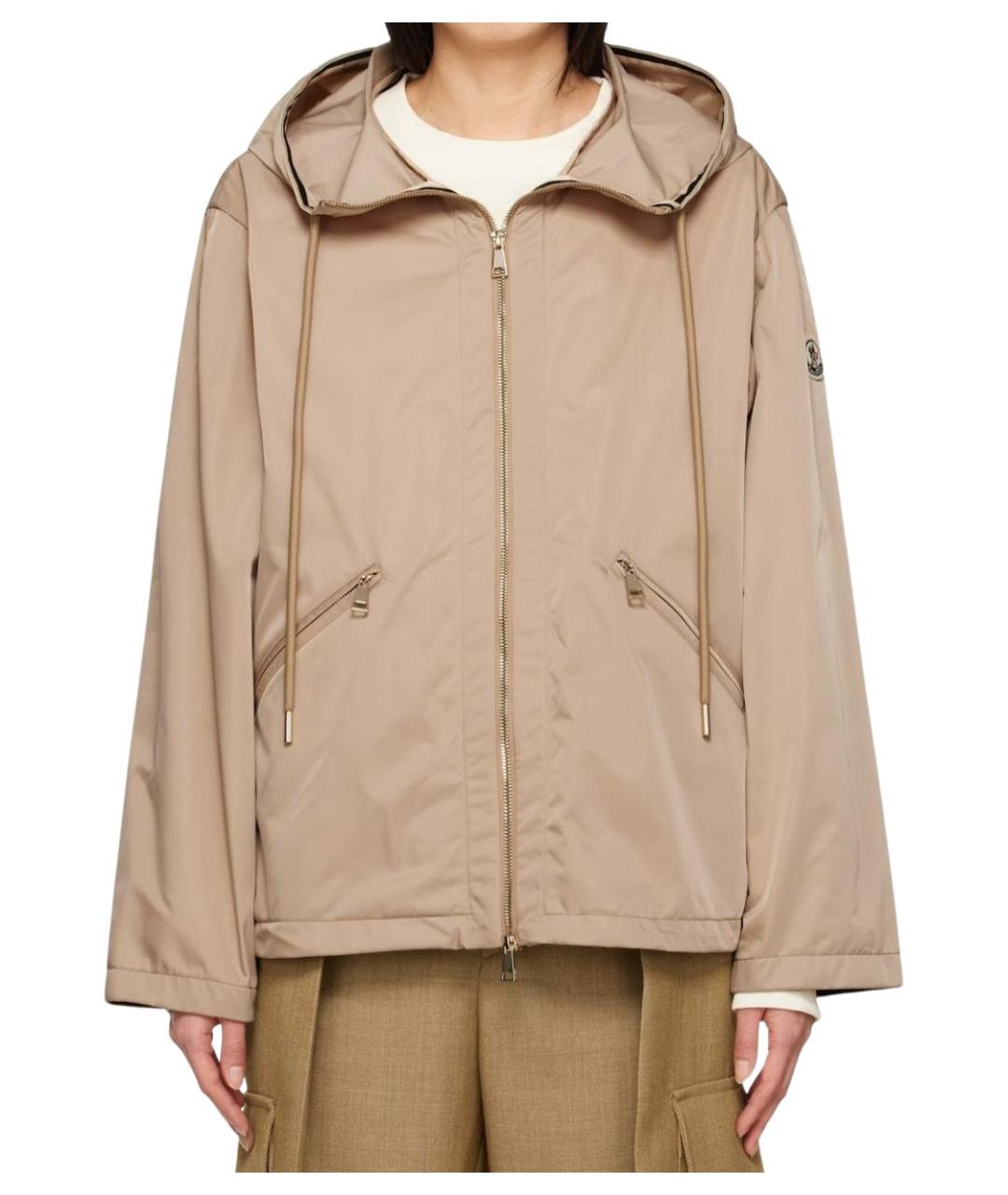 MONCLER Бежевая полиэстеровая куртка, фото 1