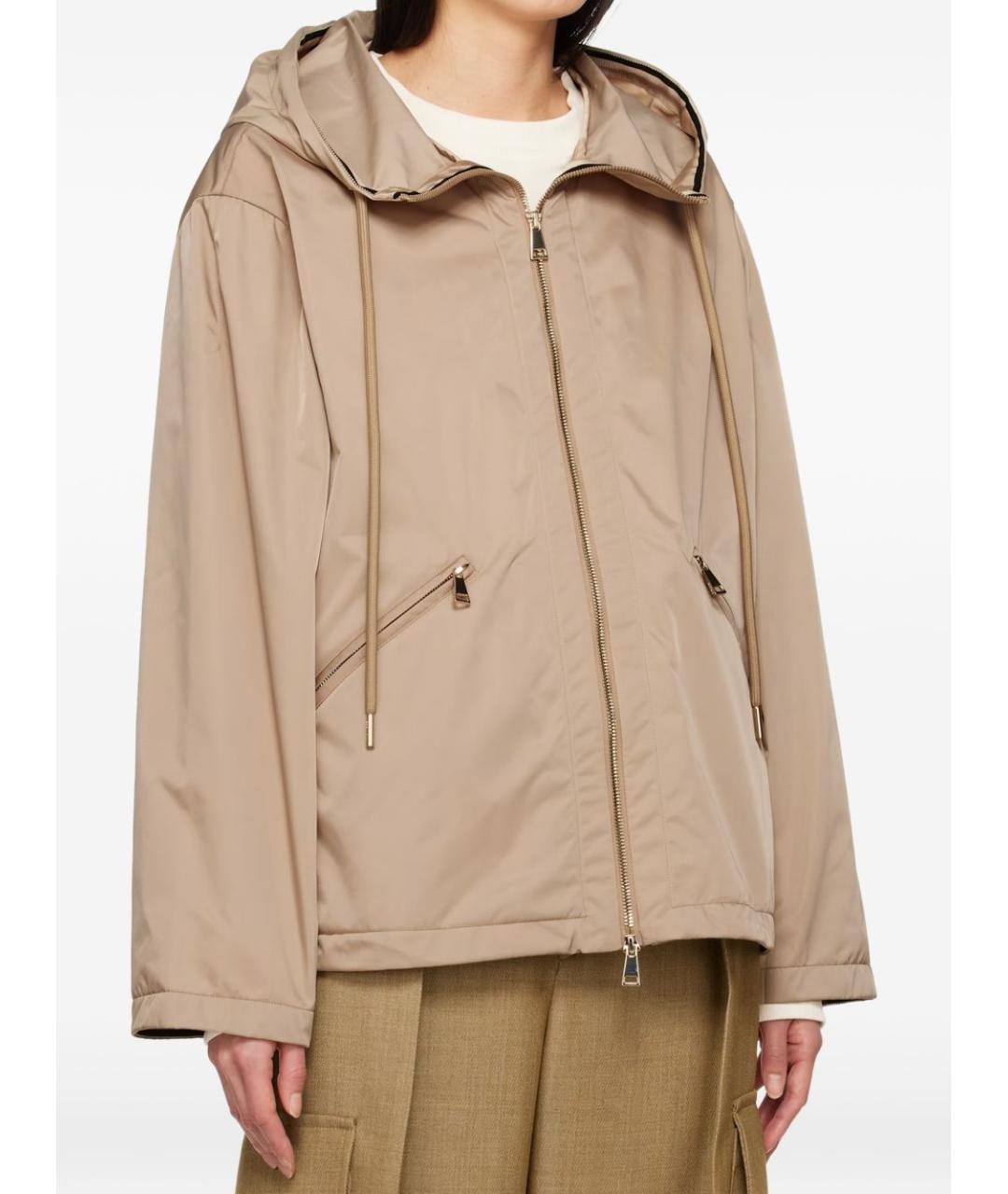 MONCLER Бежевая полиэстеровая куртка, фото 3
