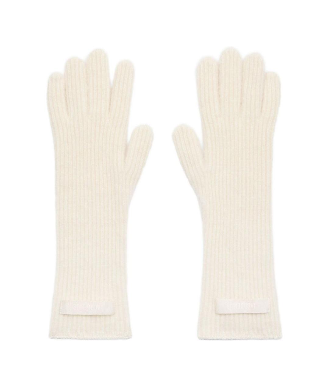 JACQUEMUS Бежевые шерстяные перчатки, фото 1