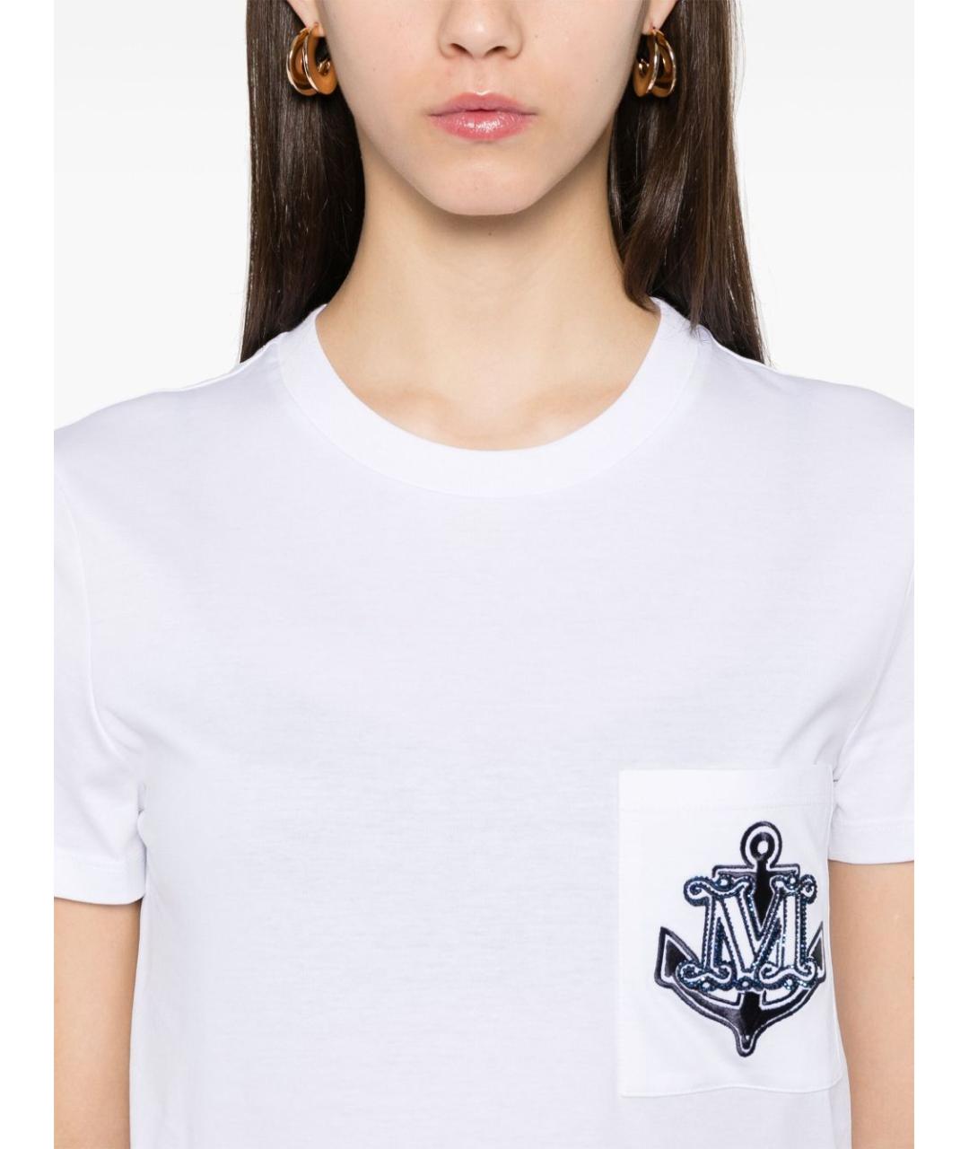 MAX MARA Белая хлопковая футболка, фото 4