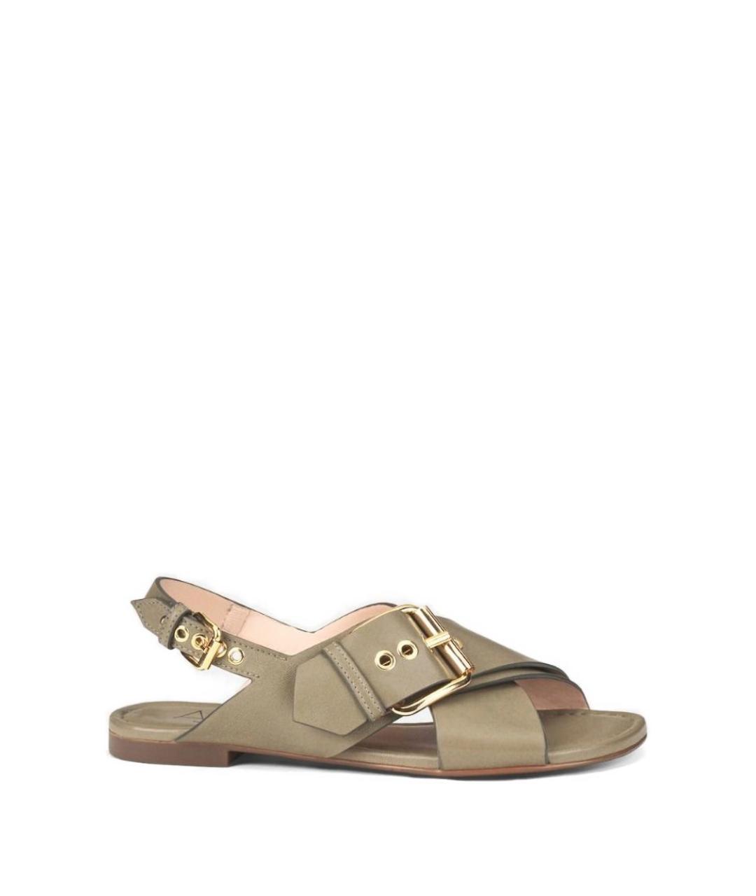 AGL Хаки кожаные босоножки, фото 1