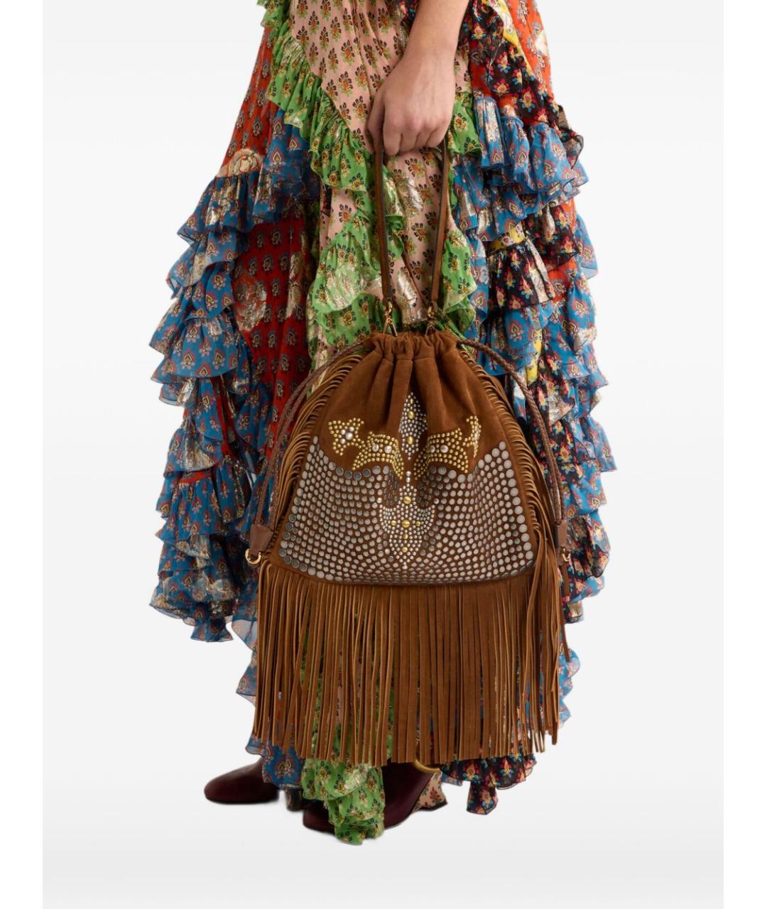 ETRO Коричневая замшевая сумка через плечо, фото 3