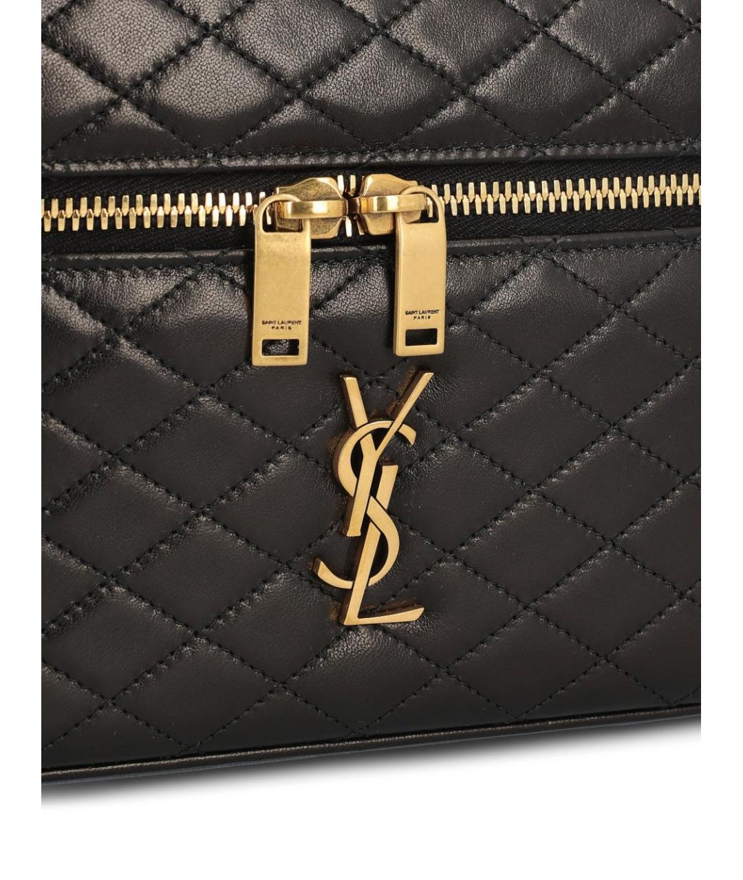 SAINT LAURENT Черная кожаная сумка с короткими ручками, фото 4