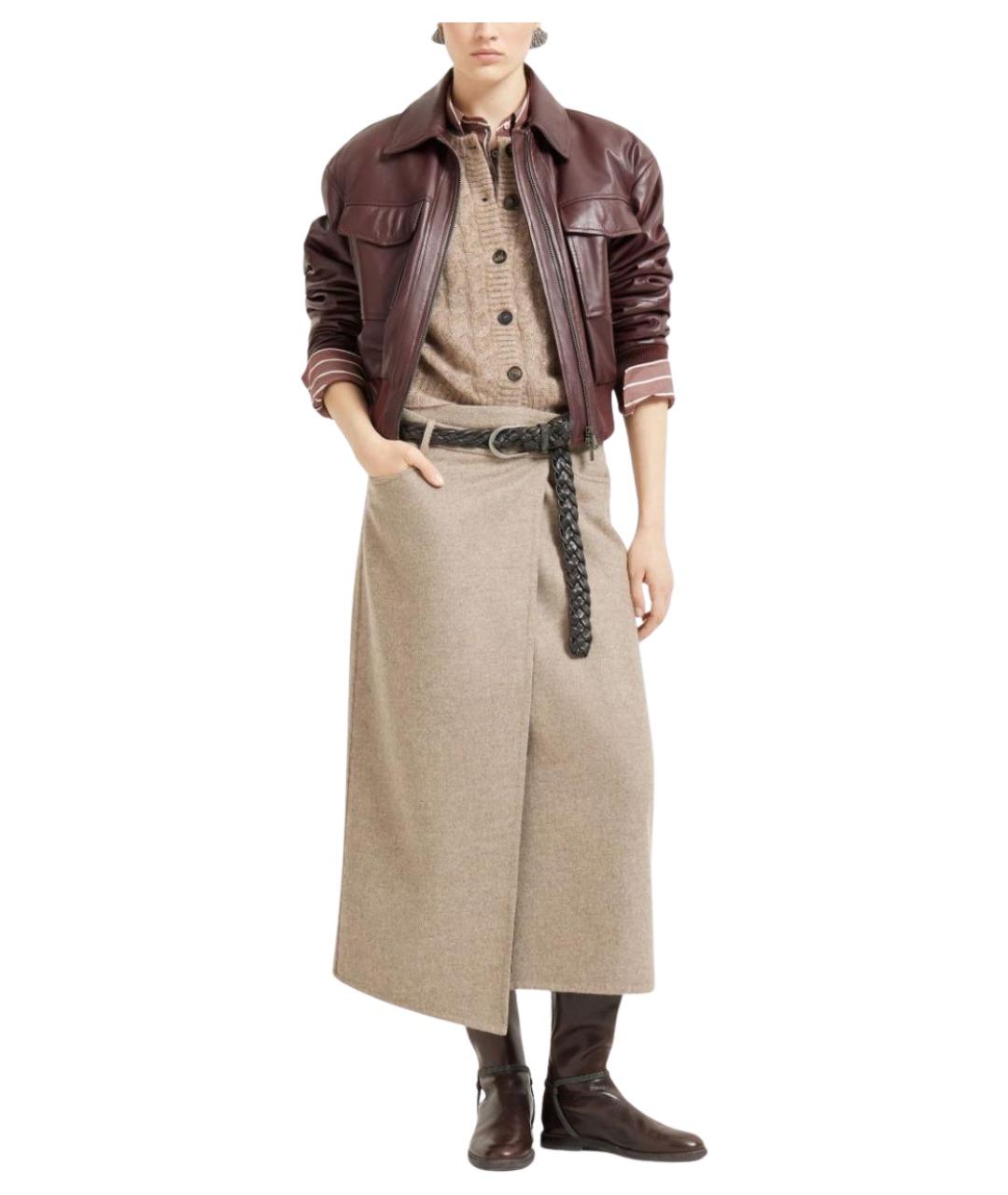 BRUNELLO CUCINELLI Бежевая юбка макси, фото 2