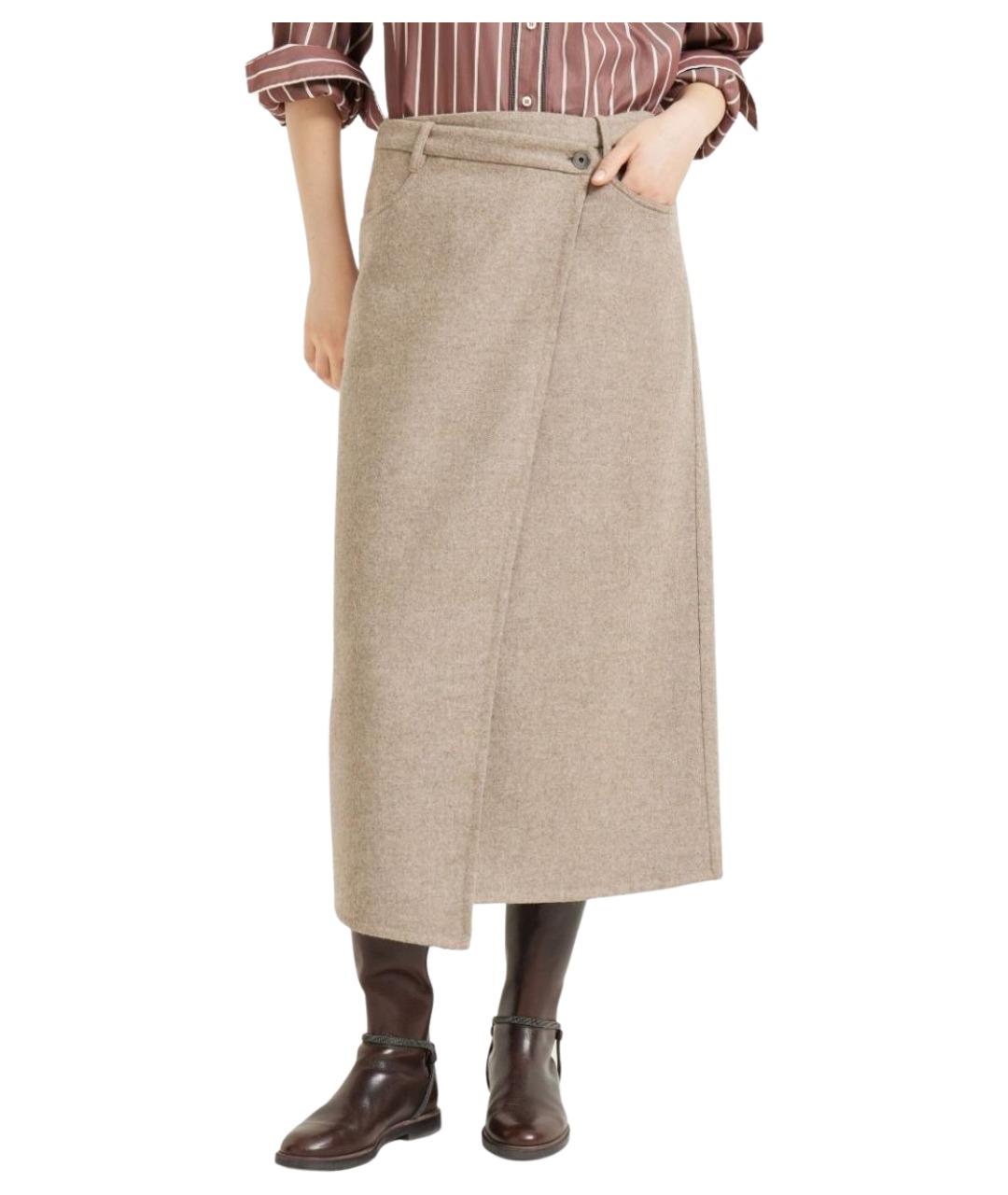 BRUNELLO CUCINELLI Бежевая юбка макси, фото 5