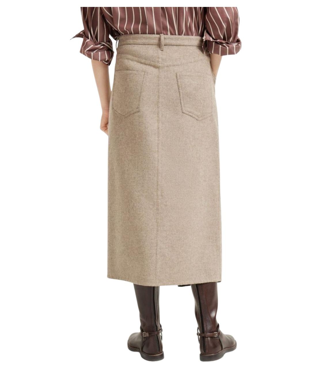 BRUNELLO CUCINELLI Бежевая юбка макси, фото 3