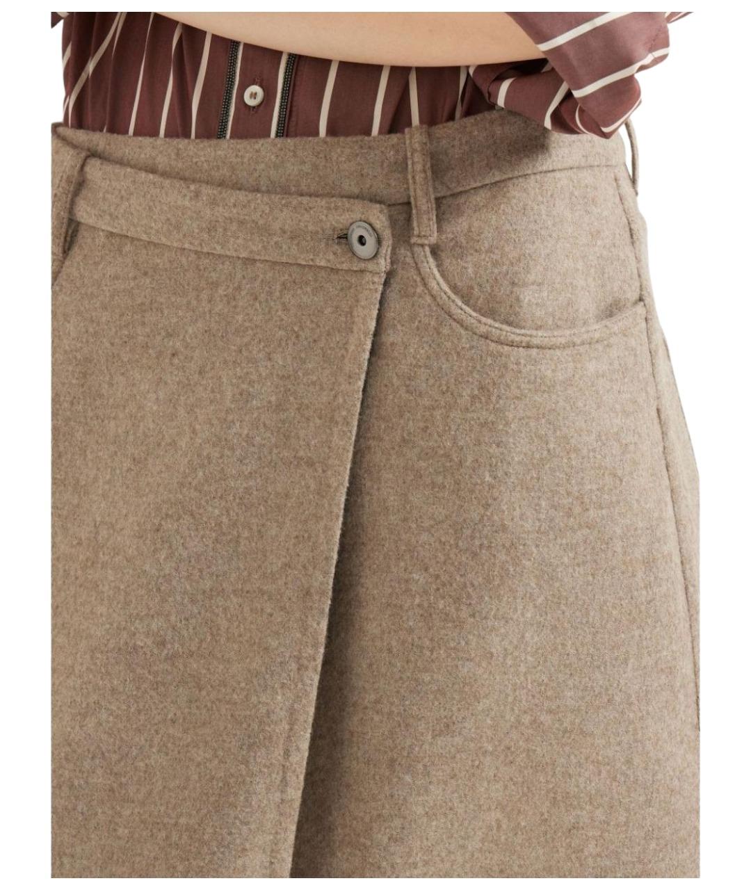 BRUNELLO CUCINELLI Бежевая юбка макси, фото 4