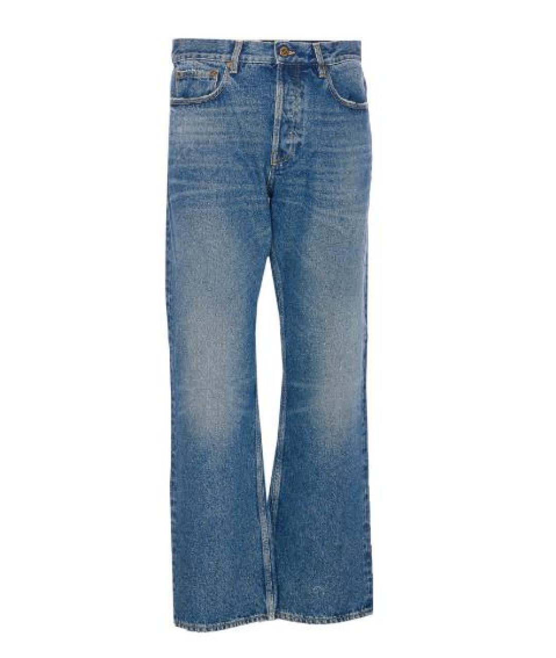 GOLDEN GOOSE DELUXE BRAND Синие хлопковые прямые джинсы, фото 1