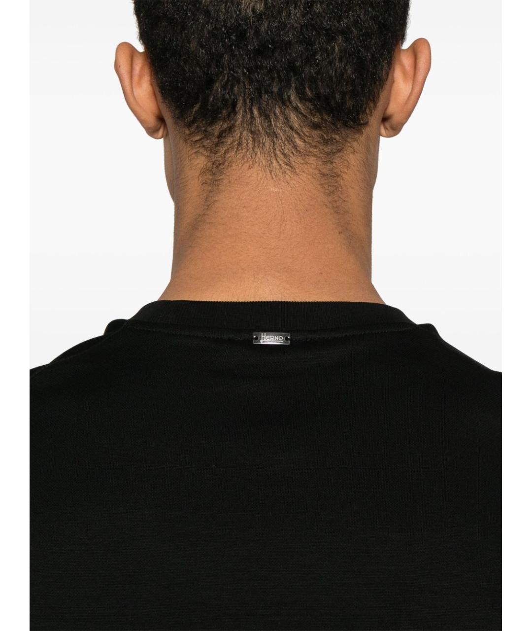 HERNO Черная хлопковая футболка, фото 3