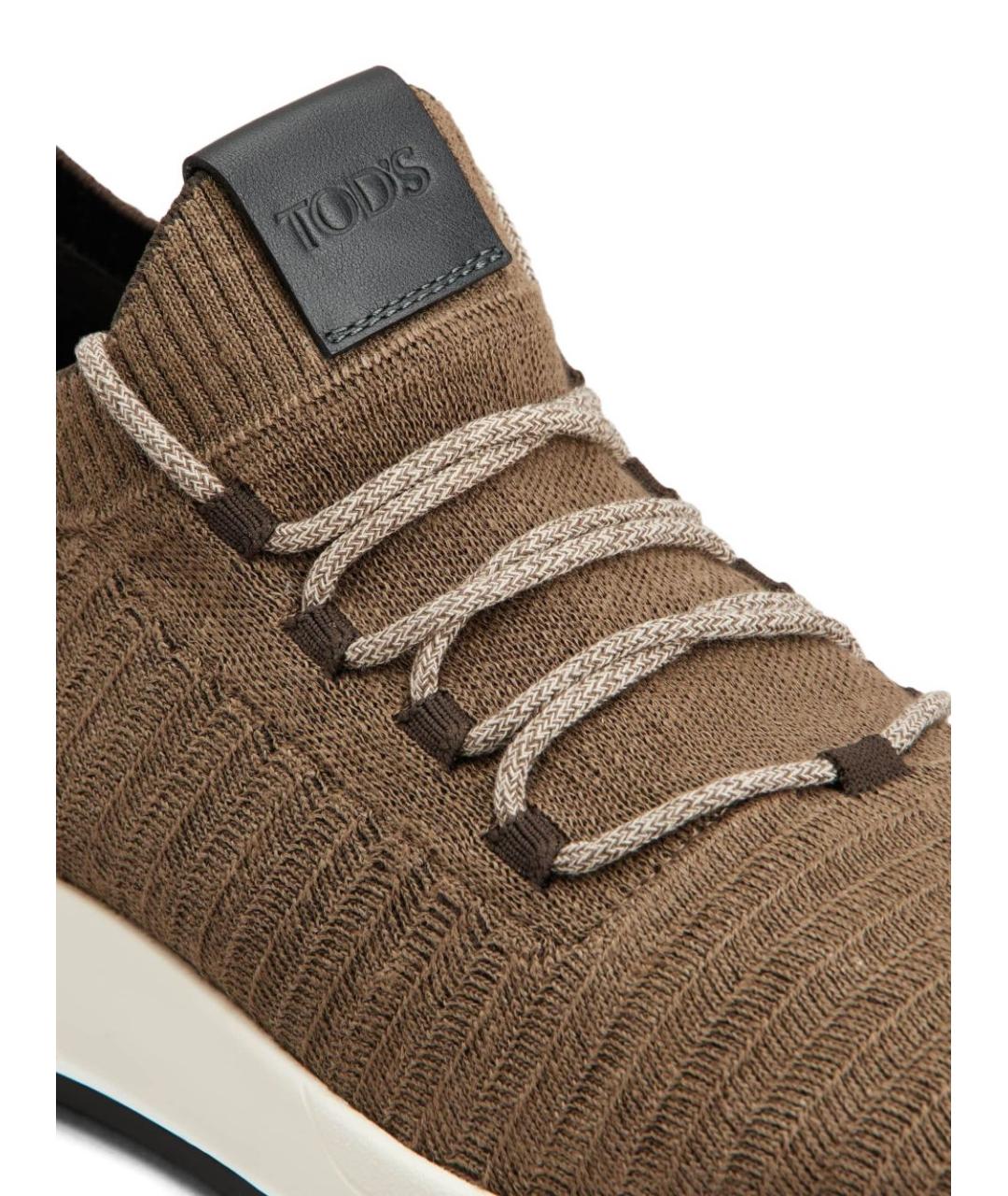 TOD'S Коричневые текстильные низкие кроссовки / кеды, фото 5