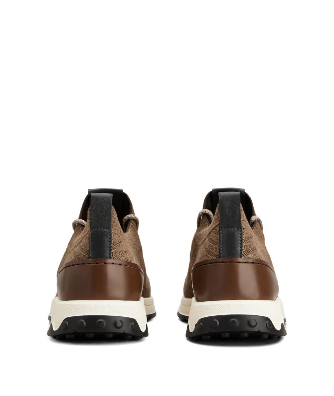 TOD'S Коричневые текстильные низкие кроссовки / кеды, фото 2
