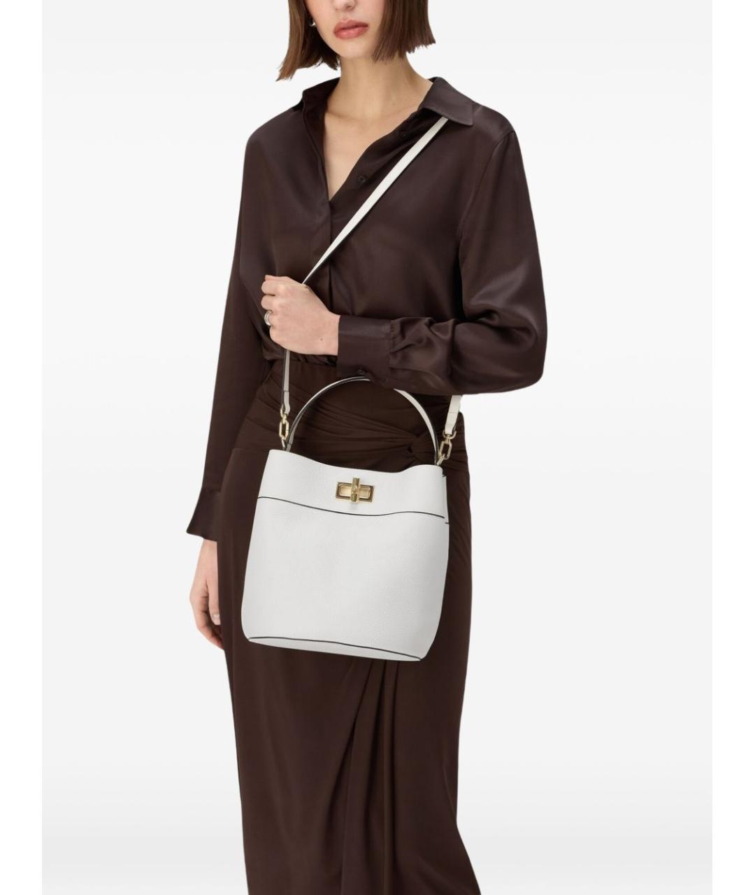 FURLA Белая кожаная сумка с короткими ручками, фото 3