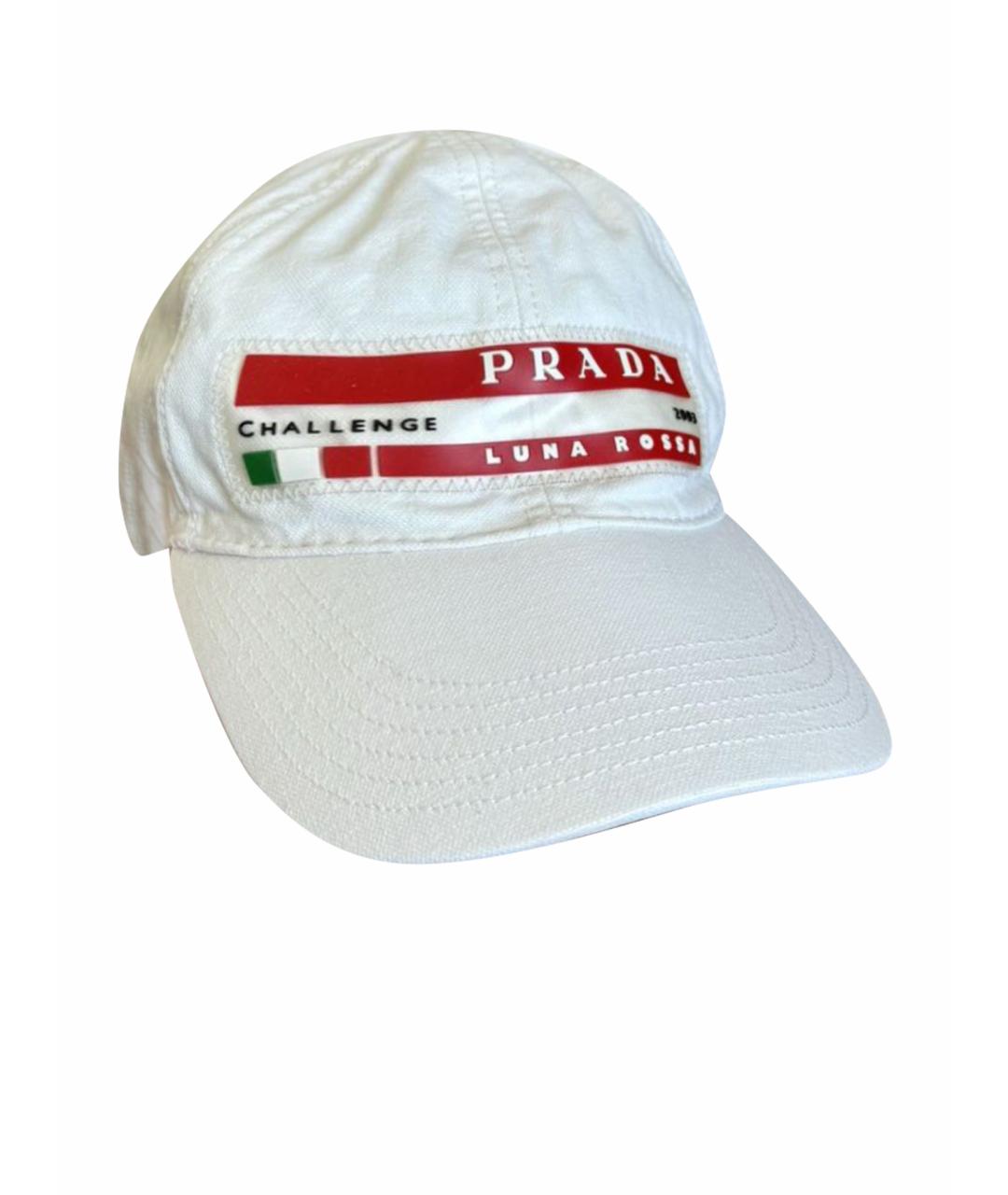 PRADA Белая хлопковая кепка/бейсболка, фото 1