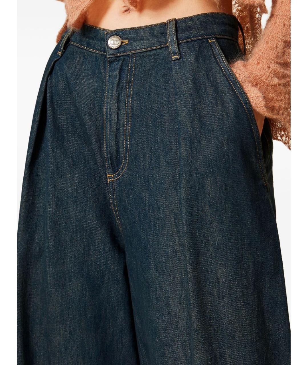 TWIN-SET Синие хлопковые прямые джинсы, фото 4