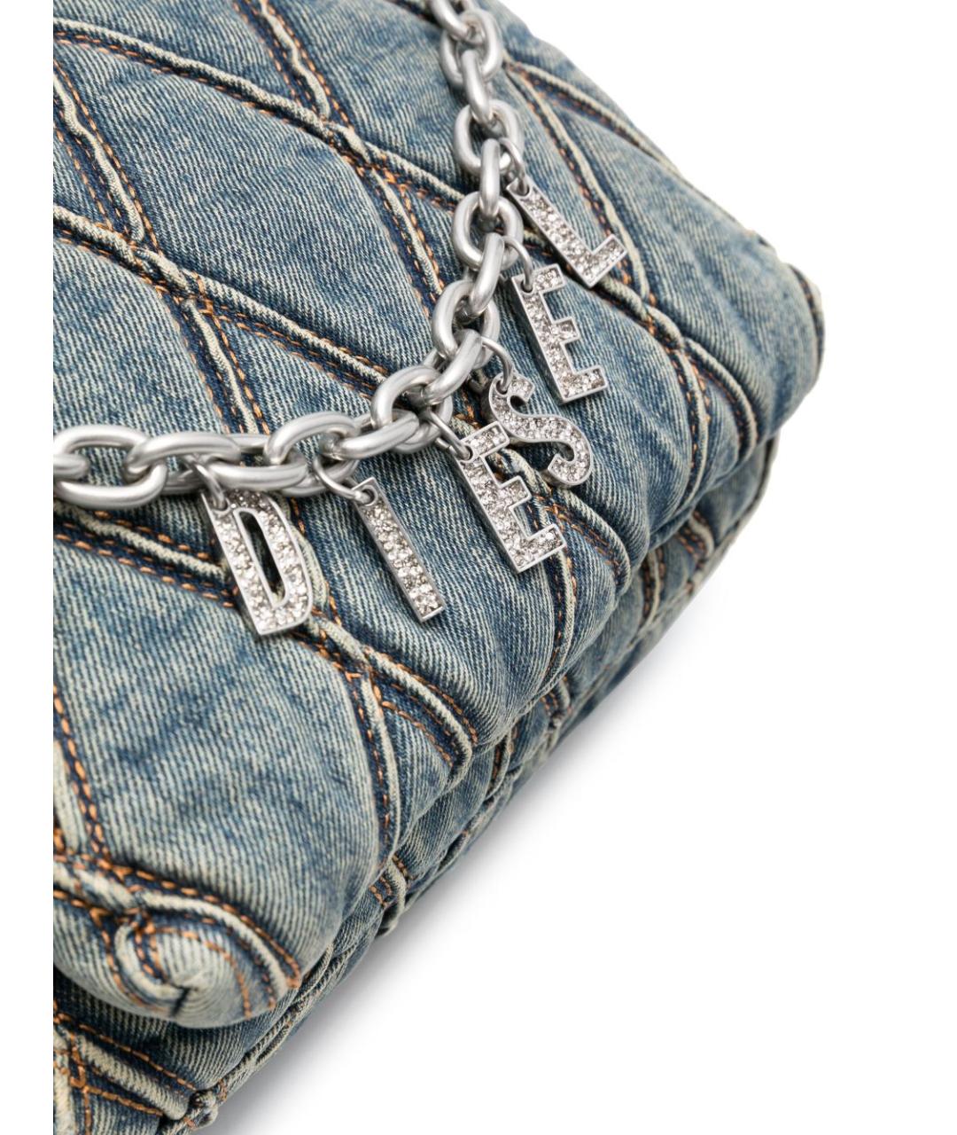 DIESEL Голубая хлопковая сумка через плечо, фото 3