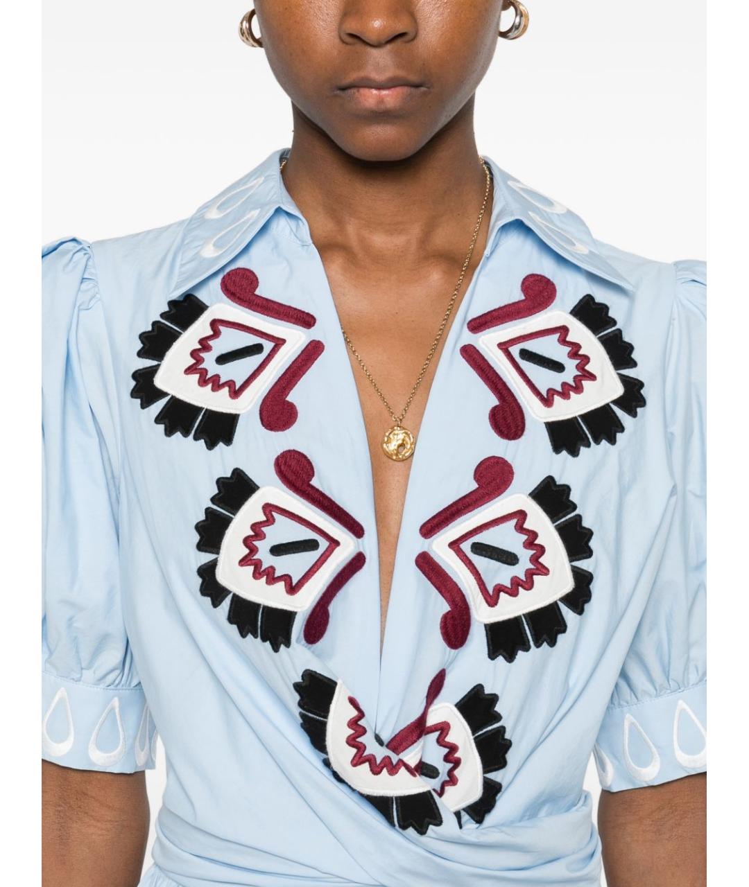 FARM RIO Голубое хлопковое повседневное платье, фото 4